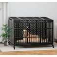 thumbnail image 3 of 54/48/42/38 Inch Heavy Duty Dog Crate with Wheels, Folding Metal Big Dog Cage for Large and Medium Dogs, Extra Large XL XXL Indestructible Dog Crate with Removable Tray., 3 of 8