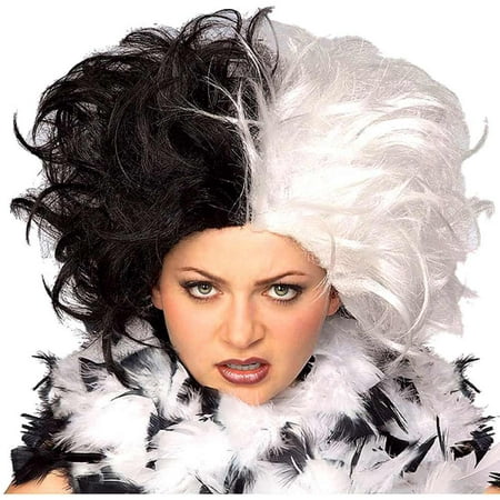 Cruella De Vil Deville Ms Spot 101 Dalmations Women's 2- Tone Costume Wig