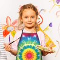 thumbnail image 2 of Rainbow Tie Dye Mandala Flower Pattern Kids Aprons for Girls and Boys,Adjustable Neck Strap Toddler Aprons for Kids Cooking Baking, 2 of 6
