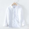 thumbnail image 1 of REDHOTYPE Chemises en Lin Pur pour Hommes Manches Longues Col Rabattu Basique Classique Mode Homme Couleur Unie Vêtements Rétro, 1 of 7