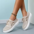 thumbnail image 2 of Platform Fashion Sneakers for Women 2025 Casual Leather Hollow out Lace up Walking Sandals Shoes, 2 of 7