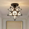 thumbnail image 3 of Black Diamond Pattern Five Point Star Ceiling Lamp For Hallway Corridor Flush Mount Crystal Style Easy Installation Decorative Lighting Compact Size Home Fixture, 3 of 5