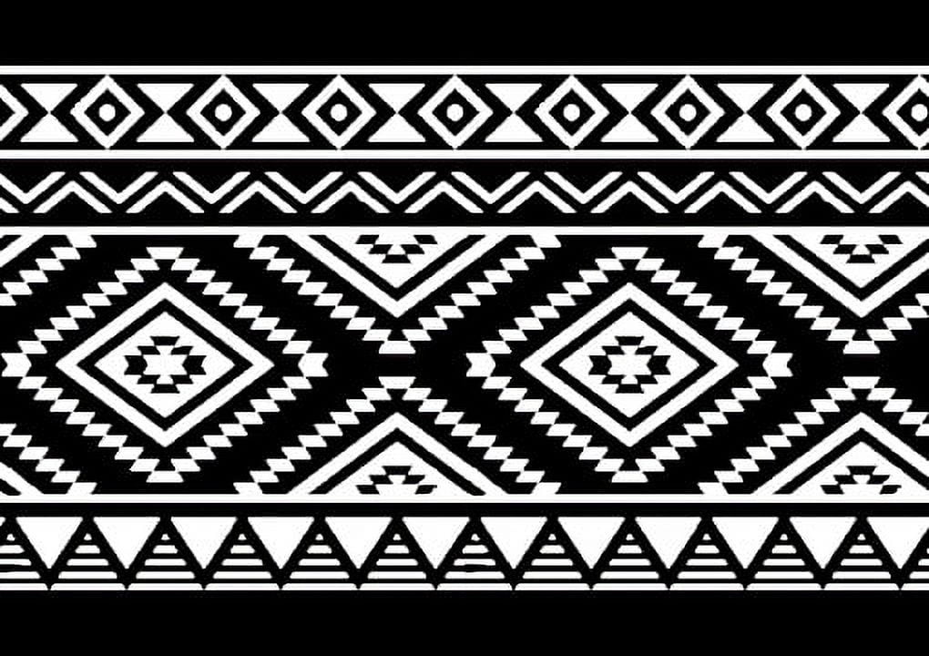 IBA Indianbeautifulart Black Aztec Geometric Velvet&nbsp;Trim&nbsp;Fabric Sewing Fabric Lace Dressmaking Printed Sewing Lace 9 Yards 4 Inches