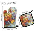 thumbnail image 2 of Yayeee Oven Mitts and Pot Holder Set of 2 Heat Resistant Kitchen Gloves Baking Hot Pad, Purple Floral Tomatoes, 2 of 5