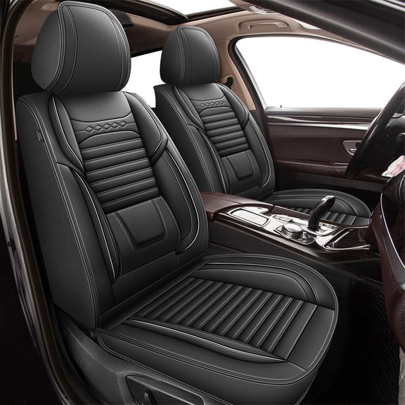 DIKSOAKR Car Seat Covers for Ford Escape 2001-2024 2025 Full Set Faux Leather Seat Covers Breathble Waterproof (2 Row 5 Seat, Black)