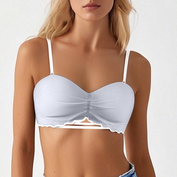 HUITKMM Cotton Bras Half Cup Seamless Underwear for Women with Small Chest Gathered and Large Cup No Steel Ring Flat Chest Strapless Bra