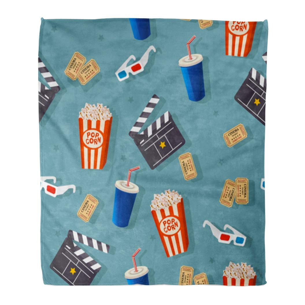SIDONKU Throw Blanket 50x60 Inches Cinema Film Reel Clapper Popcorn 3D ...