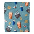thumbnail image 1 of SIDONKU Throw Blanket 58x80 Inches Cinema Film Reel Clapper Popcorn 3D Glasses Soda Cup Ticket Warm Flannel Soft Blanket for Couch Sofa Bed, 1 of 1