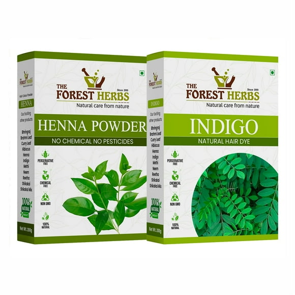 The Forest Herbs Natural Care From Nature Henna And Indigo Leaves Powder Combo (200Gm Each) Total 400G | No Added Preservative And Additives | Non-Gmo