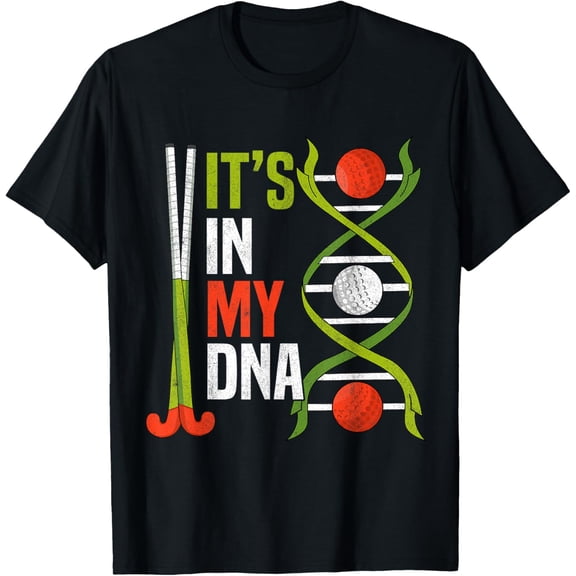 ITS IN MY DNA, Sports Field Hockey Player T-ShirtMen and women, Black T-shirt, size: Extra large S-4XL