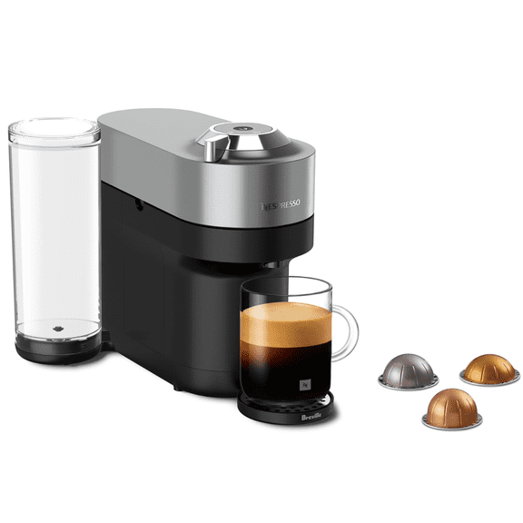 Nespresso Vertuo Pop  Deluxe Coffee and Espresso Maker by Breville, Titan Grey
