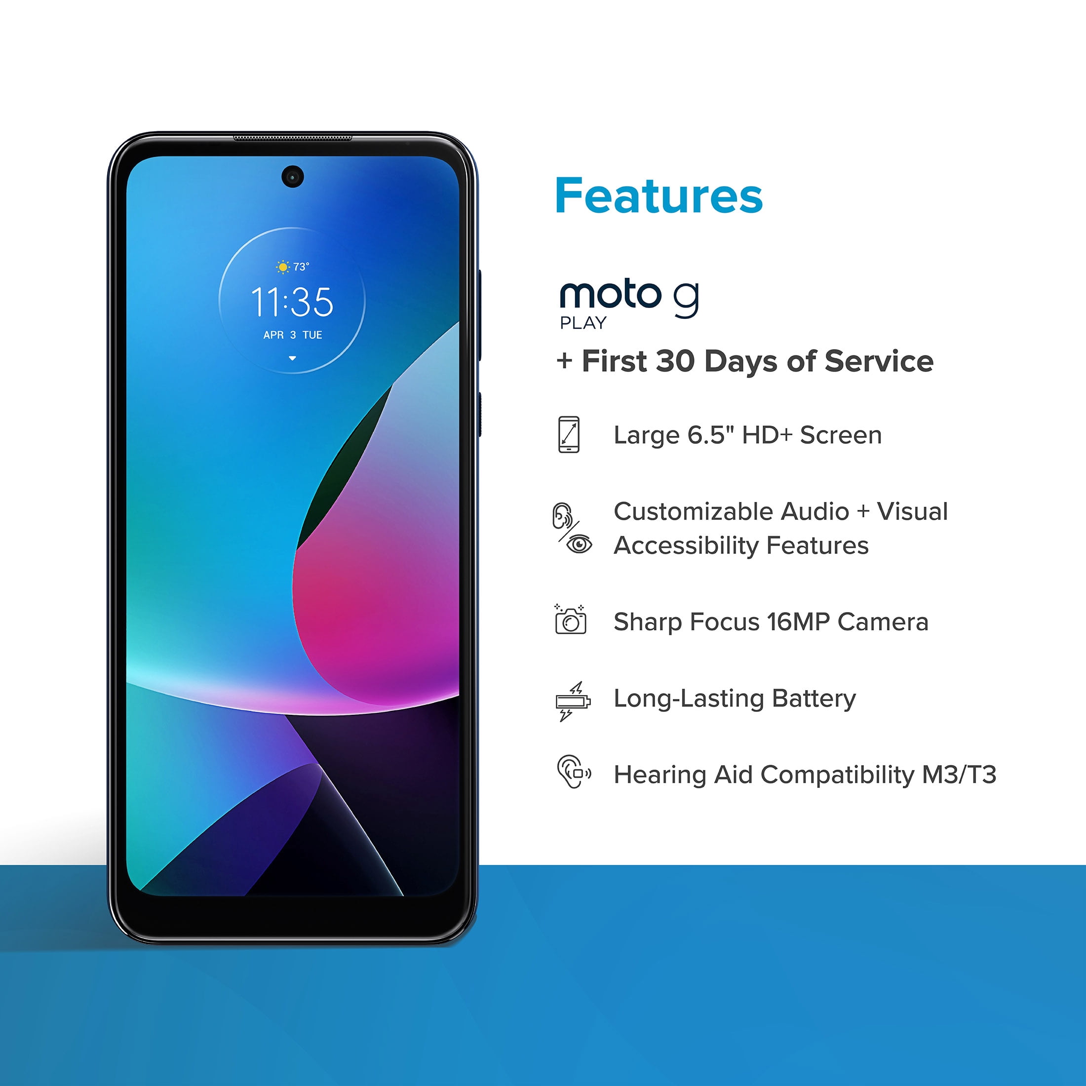 ​​Ultra Mobile Silver Motorola moto g play Smartphone + 7GB 30 Day Prepaid Wireless Plan - For Seniors 65+