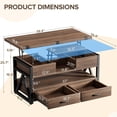 thumbnail image 2 of Hanyu 40" Lift Top Coffee Table,4 in 1 Multi-Function Lift Coffee Tables with Storage Drawers and Hidden Compartmen,Farmhouse Coffee Table with Lifting top for Living Room, Walnut, 2 of 16