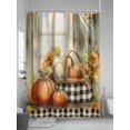 thumbnail image 5 of Fsddascl Orange Pumpkins Fall Shower Curtain Set - 48" x 72" Washable Bathtub Curtain with 12 Hooks, Thanksgiving Botanical Leaf Oil Painting Waterproof Fabric Stall Shower Curtains for Bathroom, 5 of 6