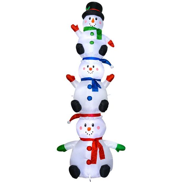 Comin DJSD20159 10 ft. Three Stacking Snowman with Hats Light Up