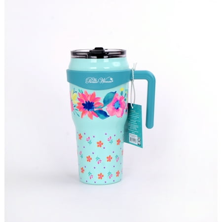 The Pioneer Woman 40oz Fresh Floral Stainless Steel Insulated Tumbler, Teal
