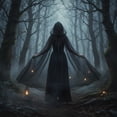 thumbnail image 3 of Hooded Sheer Cape, Black Full Length Mesh Wrap, 59.06inch, 3 of 7