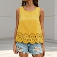 thumbnail image 2 of IWRICH Women's Scallop Trim Crop Tank Top Summer Keyhole Back Cropped Sleeveless Blouse Yellow XS, 2 of 5