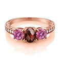 thumbnail image 2 of Gem Stone King 18K Rose Gold Plated Silver Ring Checkerboard Garnet Pink Moissanite (2.12 Cttw) (Size 9), 2 of 4