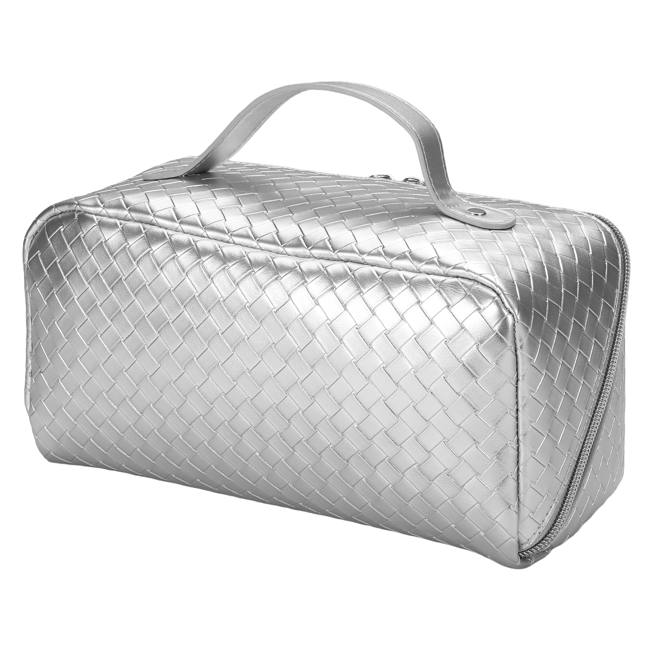 Beauty Gifts Cosmetic Bag, Silver Zipper Makeup Pouch