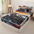 thumbnail image 2 of Castle Fairy Black Race Car Zipper Full Size Comforter Sets with Fitted Sheet and 2 Pillowcases for Boys,Speed Blur Zipper Bedding Set,Black and Red,4pcs,Grey Reversible, 2 of 6