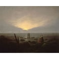 thumbnail image 2 of Friedrich, Caspar David 18x15 Gold Ornate Wood Framed with Double Matting Museum Art Print Titled - Moonrise Over the Sea, 2 of 4