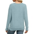 thumbnail image 6 of GA WEIHUA Womens Sweaters Long Sleeve Ribbed Knit Tunic Tops Lightweight V Neck Casual Shirts Comfy Loose Clothes(Blue,L）, 6 of 8