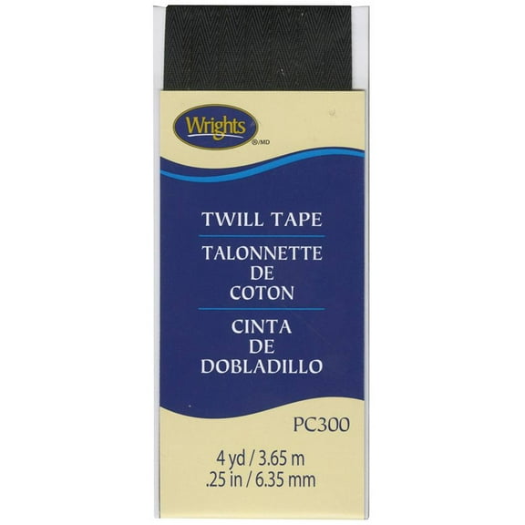 Simplicity 1/4"x4 Yd Black Twill Tape