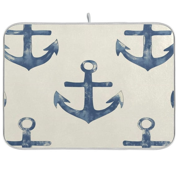 Kitchen Drying Mat 16x18In Drying Dish Mat Dish Drying Mats Kitchen Countertop Multi-Function Drain Drying Mat Kitchen Table Blue Anchor