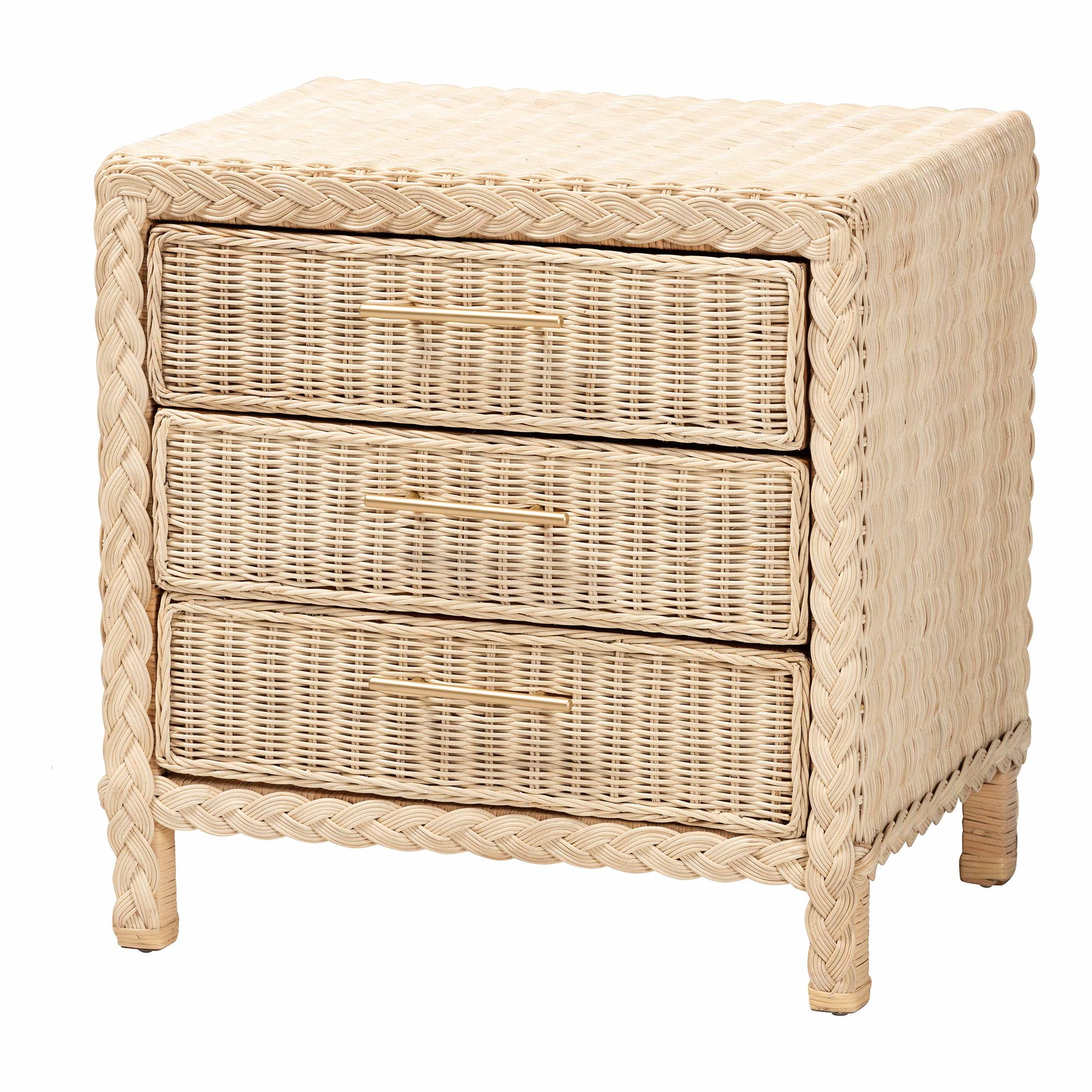 bali & pari Lanica Japandi Nightstand, Pale brown