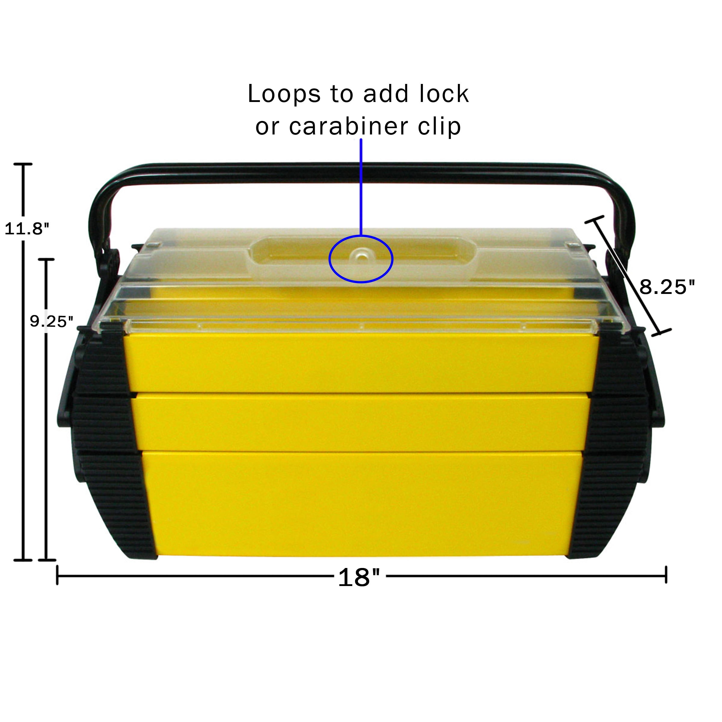 Stalwart 3-Tier Portable Plastic Tool Box, 5 Compartments, Yellow