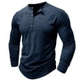 thumbnail image 2 of SWSMCLT Men's Cotton Henley Shirt Soft Fall Top 7 Button Henleys Long Sleeve Slim Fit T-Shirt Fashion Casual Lightweight Royal Blue Small, 2 of 5