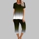 thumbnail image 2 of Conjunto de Pijama de Mujer Estampado Cuello Redondo Camiseta de Manga Corta Y Pantalones, Ropa de Salón con Bolsillos, 2 of 9