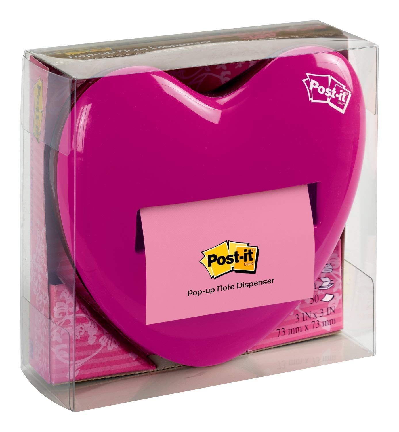 Post It Pop Up Notes Dispenser For 3 X 3 Inch Notes Pink Heart Shape Holds 3 In X 3 In Pop Up Notes Pink Heart Shaped Dispenser By Postit Usa Walmart Com