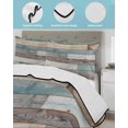 thumbnail image 4 of Teal Brown Farmhouse Twin XL Size Down Alternative Comforter, Lightweight Comforter Quilt Bedding Set with Pillow Shams Vintage Retro Wooden All Seasons Bed Comforter Duvet Insert 68"x98", 4 of 7