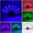thumbnail image 1 of Abanico plegable chino de mano con luces LED de colores brillantes y control remoto para fiestas, espectáculos en el escenario, fiestas de cumpleaños, bailes, bodas, bares y clubes nocturnos,, 1 of 6