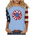 thumbnail image 1 of Camisetas de Manga Corta para las Mujeres Día de la Independencia Patriótica Impresa 3/4 Manga Cuello Redondo, Camiseta Casual para Diarios Y Festivales, 1 of 5
