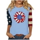 thumbnail image 1 of Camisetas de Manga Corta para las Mujeres Día de la Independencia Patriótica Impresa 3/4 Manga Cuello Redondo, Camiseta Casual para Diarios Y Festivales, 1 of 5