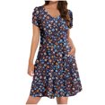 thumbnail image 2 of Xdegoge Purchases / History Summer Dresses for Women 2025 Casual Mini Short Sleeve A-Line Dress Flowy Floral Boho Vocation Beach Sundress with Pockets Items At Flash, 2 of 8