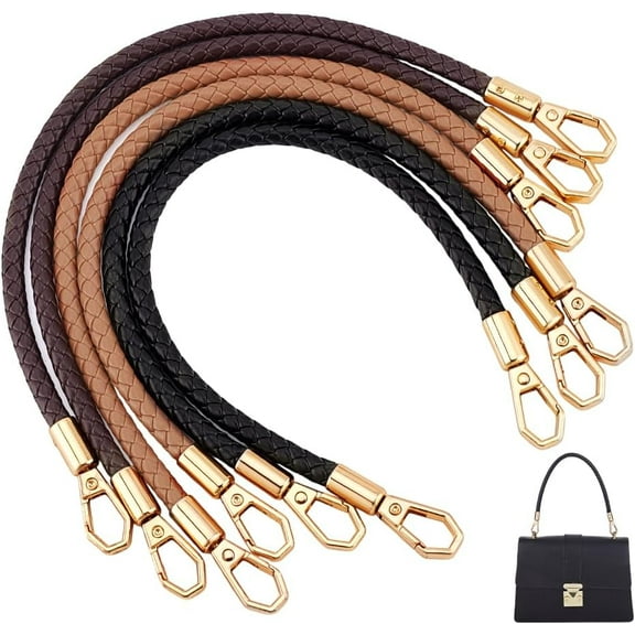 1Sets 6pcs Purse Straps PU Leather Handbag Handles 3 Colors 12inch Short Handbag Strap Replacement with Clasps for DIY Underarm Bag Shoulder Bag Handbag Tote Making