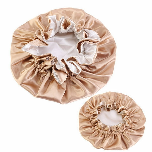 Gorro de dormir de satén para padres e hijos - Imitación de seda, elástico, para proteger el cabello