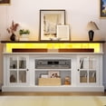 thumbnail image 3 of Dextrus Farmhouse LED TV Stand w/Outlets for TVs up to 70'', Wood TV Media Console Entertainment Center for Living Room, White, 3 of 8