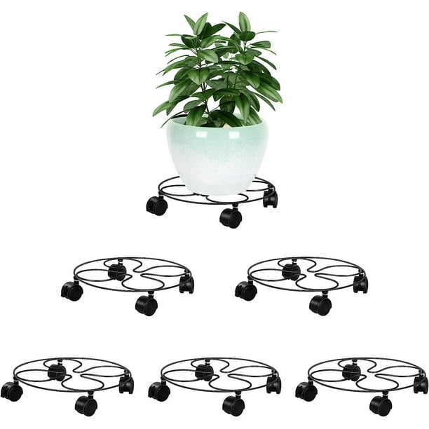 6 Pack Plant Caddy with Wheels 12inch Metal Plant Stand with Wheels
