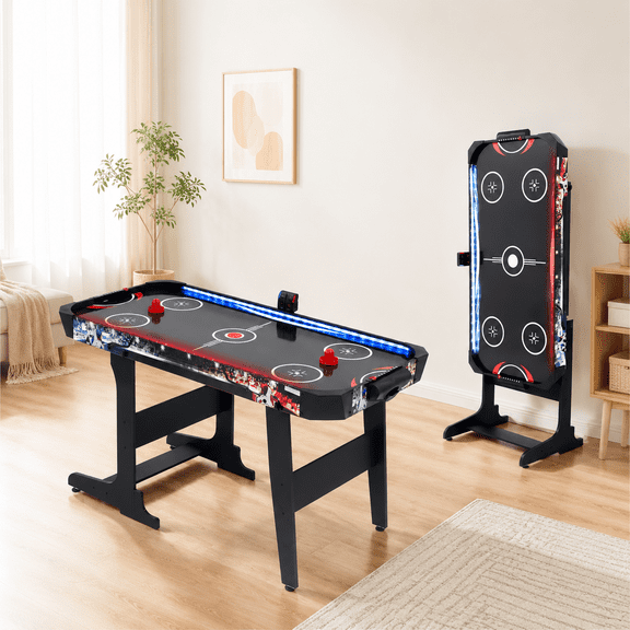 ZEOPHOL Adult Gaming Space-Saving and Foldable Air Hockey Table with All Accessories, Black
