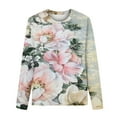 thumbnail image 4 of T-shirts à Manches Longues pour Femmes, Col Ras du Cou, Tuniques à Imprimé Floral, Hauts Doux Décontractés, Blouse Coupe Ample, 4 of 5
