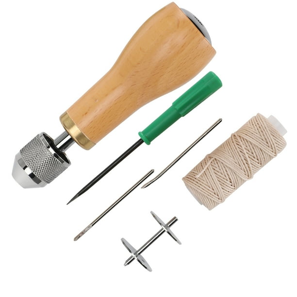 Kit de poinçon en cuir 4 en 1 poinçon en ébène poignée poinçon pour tissu  de cuir bricolage artisanat à la main réparation de couture