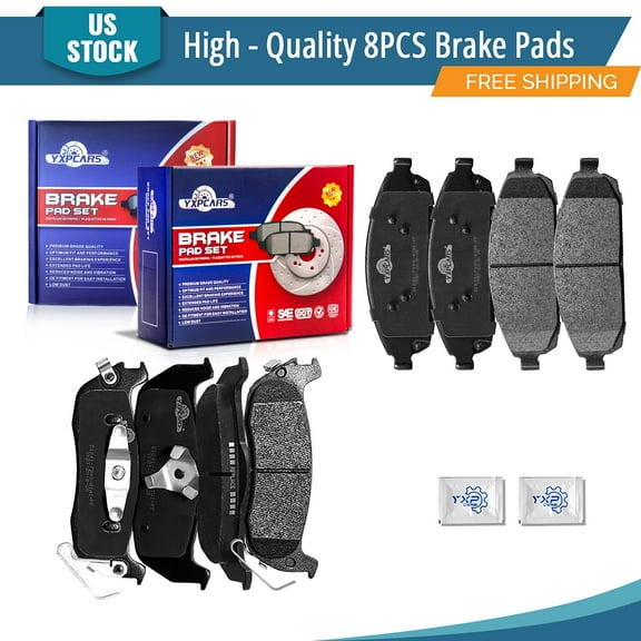 YXPCARS 8PCS Brake Pads(D1080 D1041), Front & Rear Ceramic Pads for Jeep Commander 2006-2010 All Models Grand Cherokee 2005-2010 Excluding SRT-8 Models
