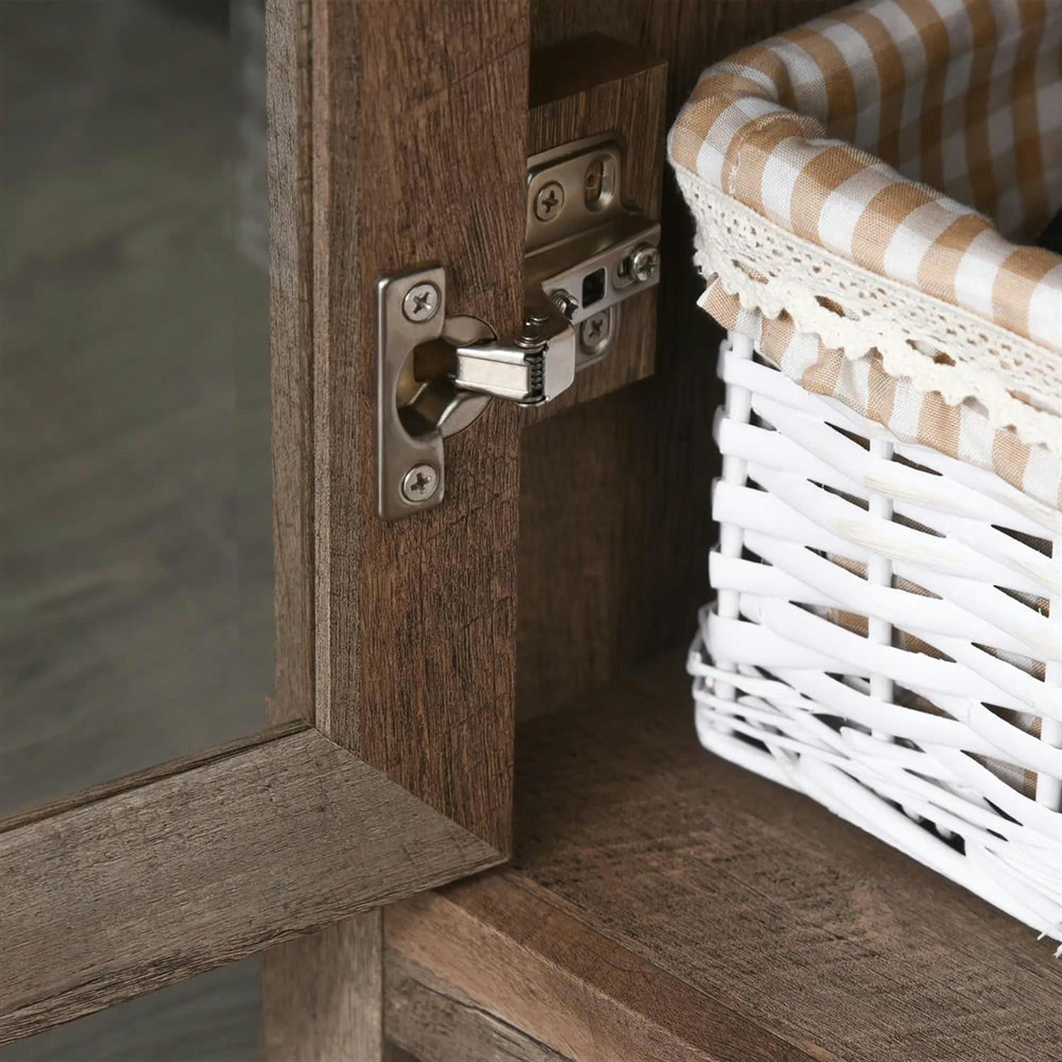 Demi Bonn 71" Tall Bathroom Storage Cabinet, Freestanding Cabinet with Glass Doors and Adjustable Shelves for Living Room, Kitchen, Dining Room, Office, Brown