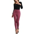 thumbnail image 2 of FAB CURVES Women's Faux Suede Leggings High Waisted Stretch Slim Pants S Dark Red, 2 of 6