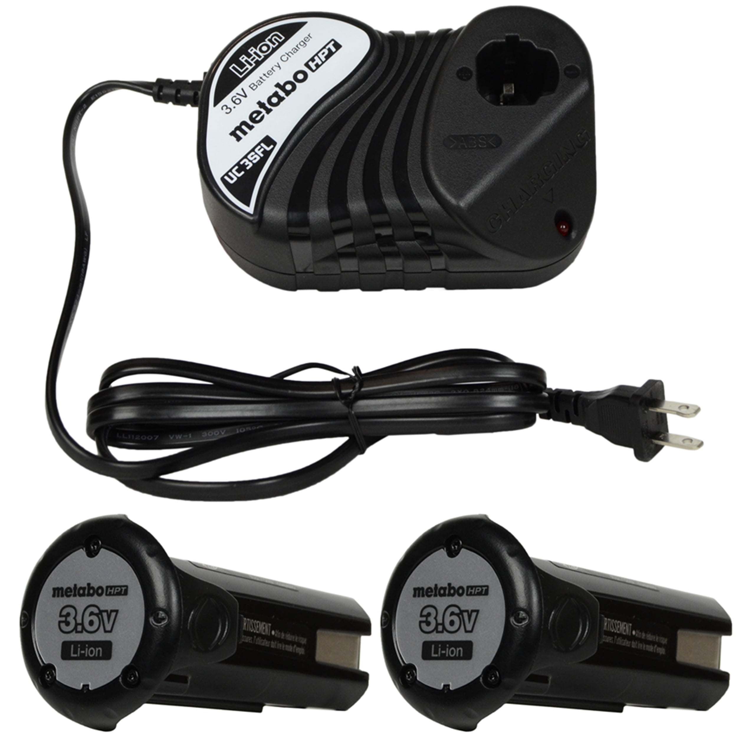 Metabo HPT UC3SFL Battery Charger and (2) EBM315 3.6V LithiumIon